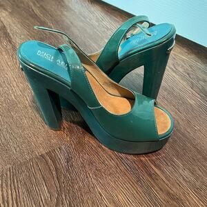 Michael Kors turquoise blue patent leather slingback sandals